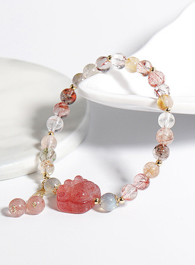 天然水晶手链新款小众彩韩版情侣