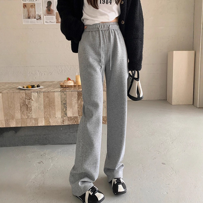 LU系风格！巨好穿显瘦松紧臀线液氨棉休闲直筒卫裤女秋季长裤 - 图0