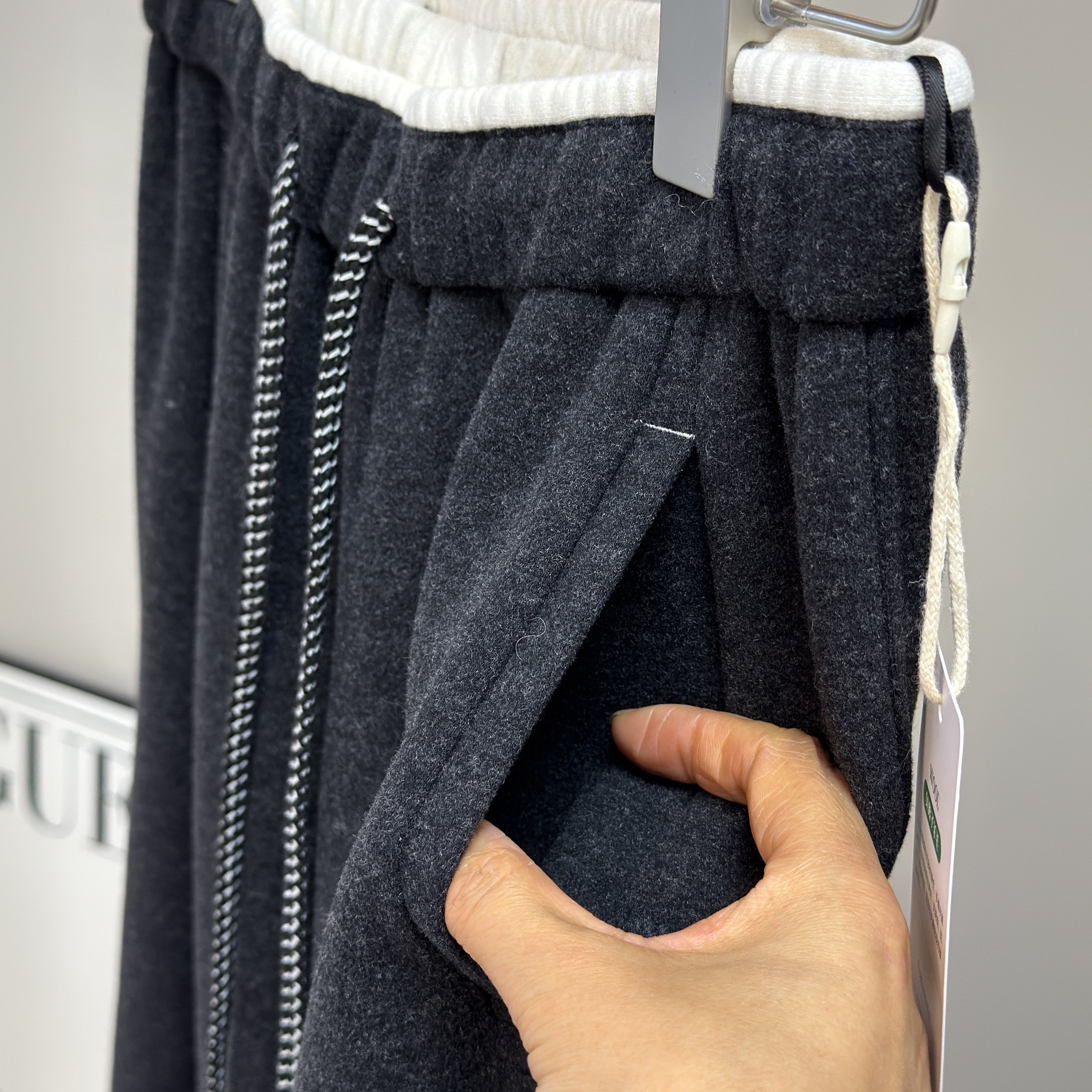 篙端线！撞色腰醋酸羊毛加绒加厚保暖毛呢裤直筒窄版休闲长裤女冬,淘宝优惠券,粉丝福利购,淘宝优惠卷