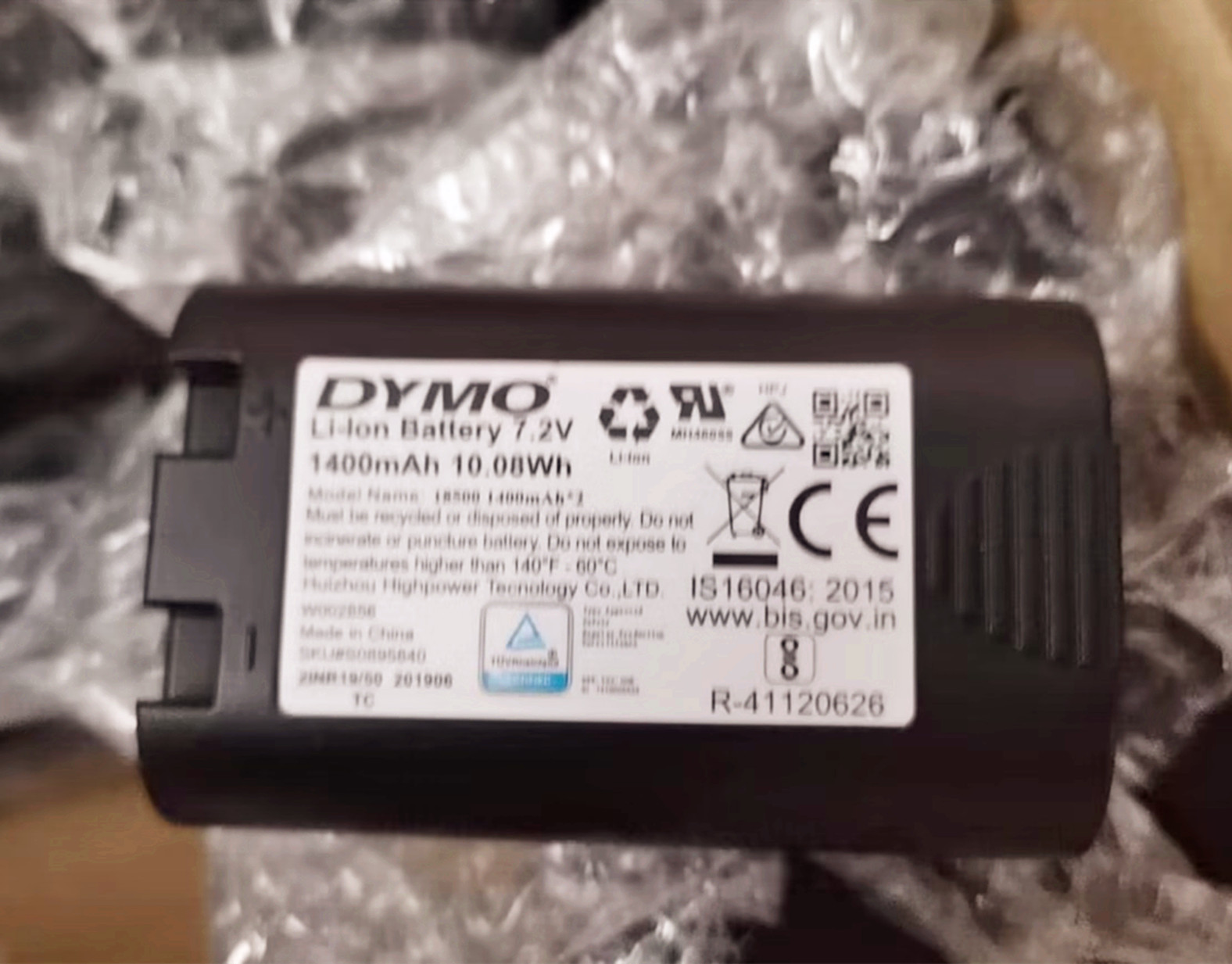 适用于 DYMO 达美标签机电池 型号 18500 1400mah *2原装电池7.2V - 图0