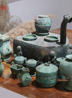 青铜汉灶一套文化展览影视收藏