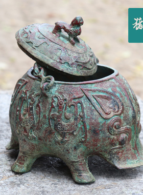 青铜猪提梁卣摆件福气拱门