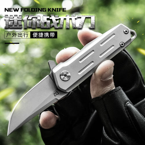D2钢防身迷你折叠刀钥匙扣挂件随身小刀户外刀具高硬度锋利水果刀 - 图1