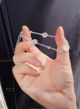 迪丽热巴原创印象手链白色银色清冷风手链女款小众精致高级感手串