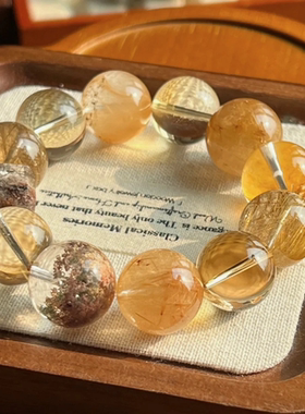 天然兔毛发晶幽灵招财多宝水晶手串手链女款圆珠原创饰品40