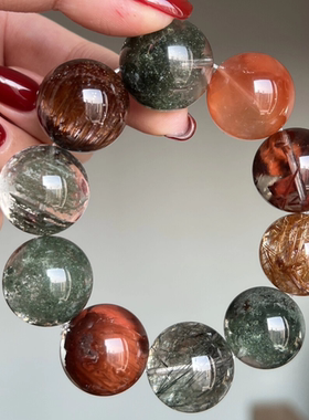 天然兔毛发晶幽灵招财转运多宝水晶手串手链女款圆珠原创饰品31