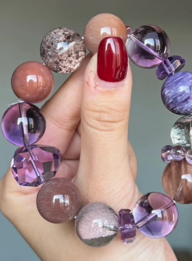 天然兔毛方糖发晶幽灵招财多宝水晶手串手链女款圆珠原创饰品32