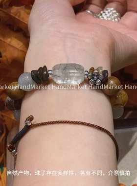 925银手链 JIUJIU【北平的秋】手工百搭复古小众简约彩色灰白泰银