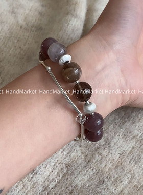 925银 JIUJIU【香芋玫瑰】弹力款时尚气质手工紫马粉天然水晶手串