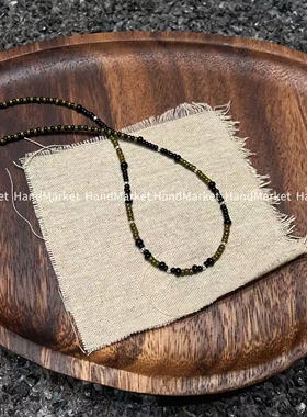 吊坠925银 JIUJIU【王安宇同款橄榄绿手工项链】时尚百搭简约复古