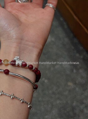 925银手链 【安哥拉红手串】手工气质轻奢复古红色简约0128
