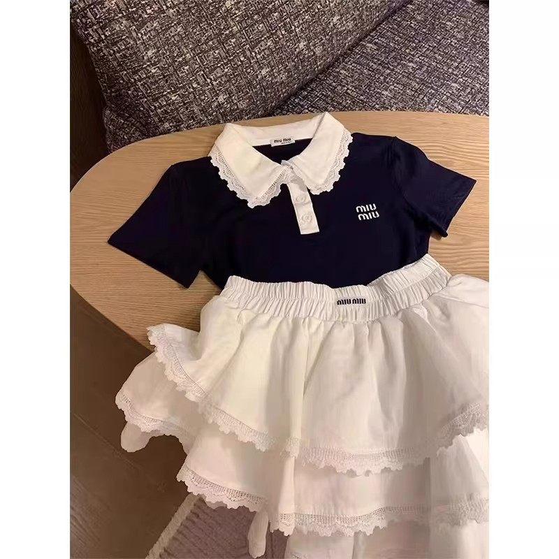 QKIKT女童套装2026年夏季新款儿童polo衫蛋糕裙甜美娃娃白领上衣,淘宝优惠券,粉丝福利购,淘宝优惠卷