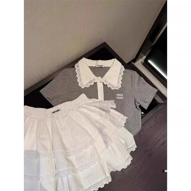 QKIKT女童套装2026年夏季新款儿童polo衫蛋糕裙甜美娃娃白领上衣,淘宝优惠券,粉丝福利购,淘宝优惠卷