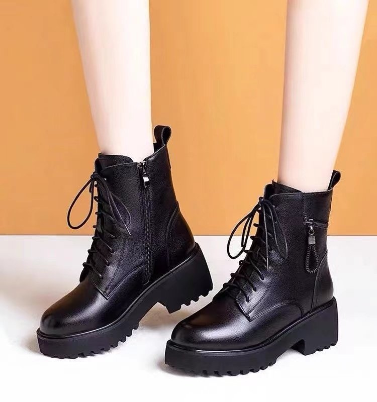 品牌真皮马丁靴女款2025年新款冬季加绒厚底短靴女士靴子中跟棉鞋,淘宝优惠券,粉丝福利购,淘宝优惠卷