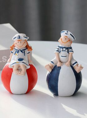 地中海风树脂情侣人物隔板装饰品