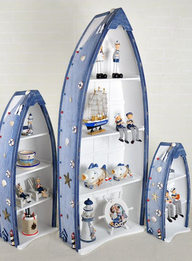 地中海风格木制做旧书柜储物柜船