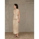 Zhimei Rihe Awakening Nature 100% linen plaid V-neck lapel vest + straight slit skirt suit