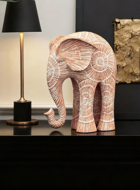 【国外优选】侘寂风仿木大象摆件