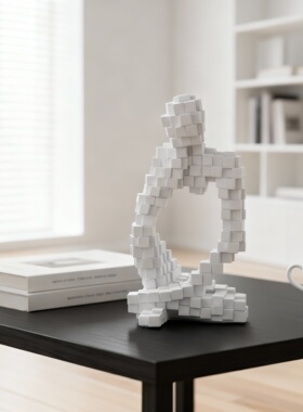 现代简约白色几何立体装饰摆件