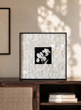 现代简约白色花卉客厅桌面装饰画