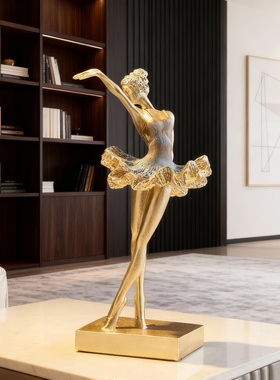 轻奢金色芭蕾舞者雕塑摆件