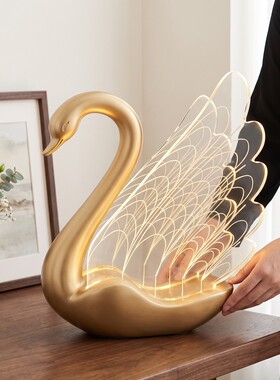 金色天鹅氛围灯桌面摆件
