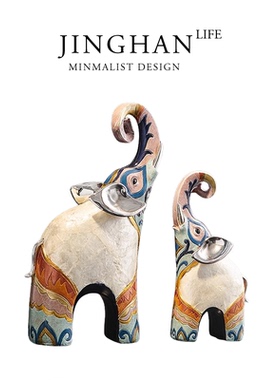 高档酒柜大象摆件轻奢