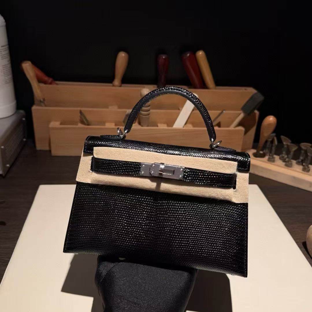 进口蜥蜴皮女包黑色银扣迷你mini凯莉二代女士单肩斜挎小包手工包,淘宝优惠券,粉丝福利购,淘宝优惠卷