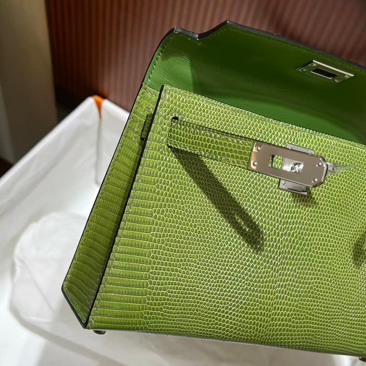 青绿色HCP进口蜥蜴皮迷你mini凯莉二代女士单肩斜挎小包纯手工,淘宝优惠券,粉丝福利购,淘宝优惠卷