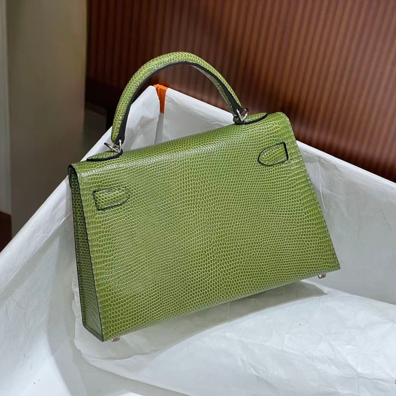 青绿色HCP进口蜥蜴皮迷你mini凯莉二代女士单肩斜挎小包纯手工,淘宝优惠券,粉丝福利购,淘宝优惠卷