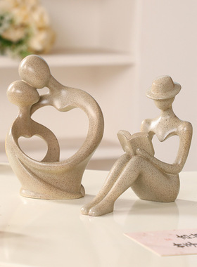 北欧抽象人物艺术情侣家居摆件客厅卧室玄关装饰品七夕生日礼物