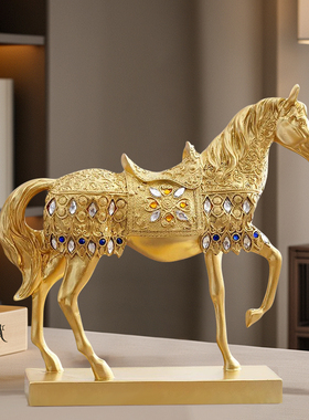 新中式立马发财招财摆件家居好物摆件客厅玄关电视柜酒柜装饰摆件