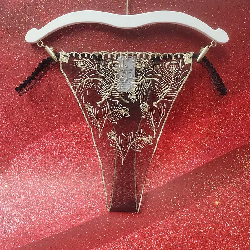 透气不勒痕黑金绣花丁字裤女高端性感内裤网纱超薄透气玉臀型显瘦,淘宝优惠券,粉丝福利购,淘宝优惠卷