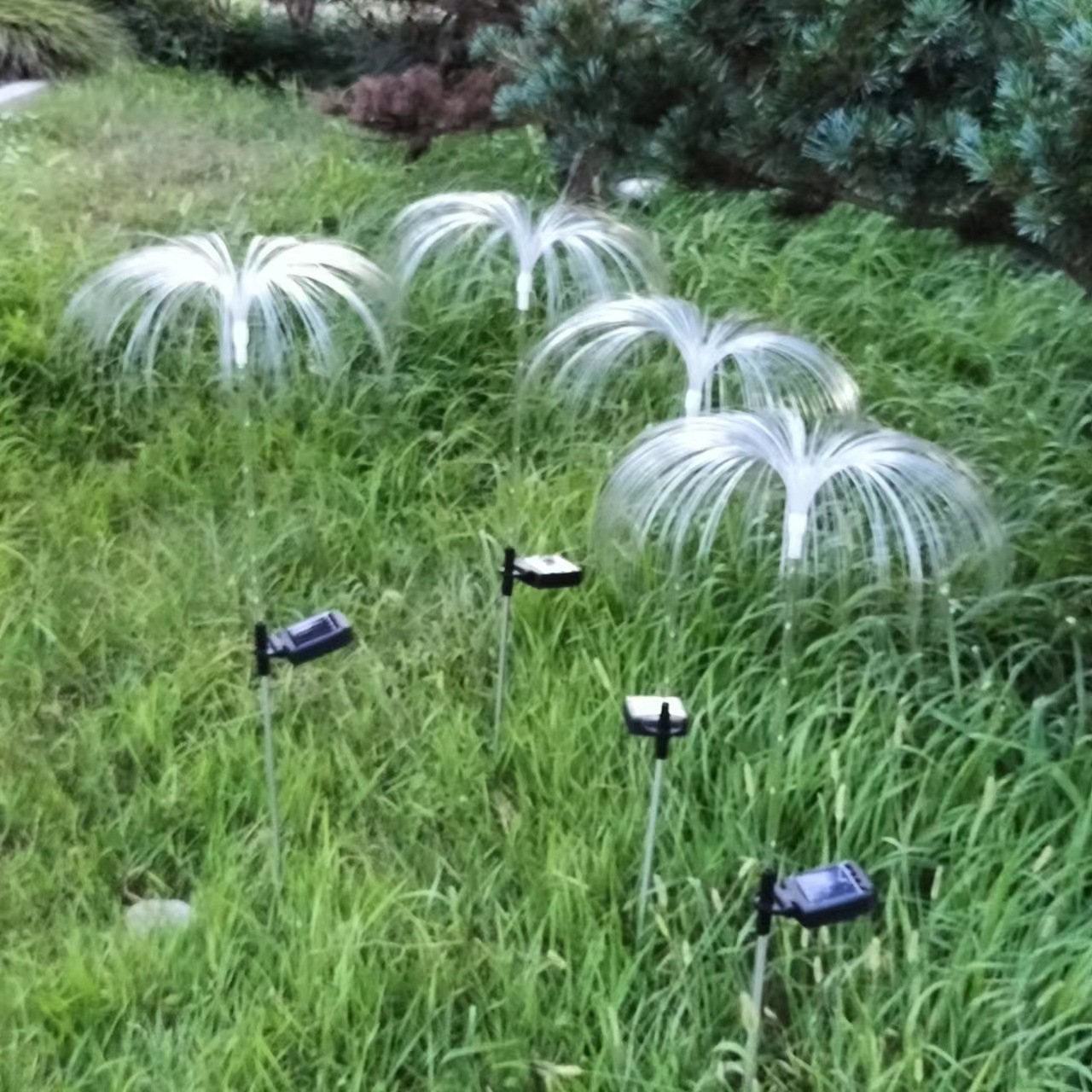 太阳能光纤水母地插灯庭院灯户外花园别墅草坪蘑菇灯节日氛围装饰