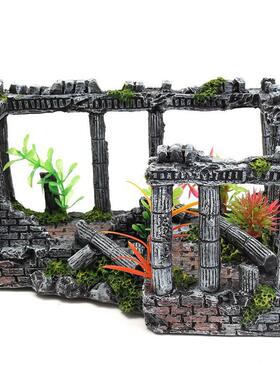 鱼缸水族箱创意造景装饰仿古罗马柱遗迹欧式城堡摆件大号罗马柱