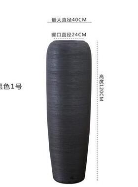 现代简约北欧落地黑白色大花瓶客厅插花新中式陶罐组合样板房摆件