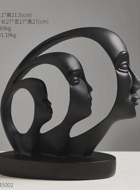 北欧简约创意抽象人脸树脂工艺摆件办公室摆设装饰品书柜货源