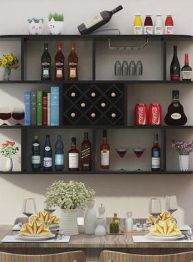 网红壁挂酒柜酒架现代简约墙上置物架菱形酒格餐厅挂壁挂酒柜式红