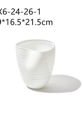 创意大口手工哑光直筒客厅电视柜透明花瓶居家玻璃酒店软装装饰瓶