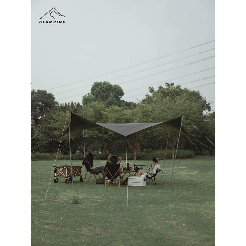 户外野炊多功能六角天幕防水防晒野营帐篷沙滩遮阳布地布防潮垫 - 图1