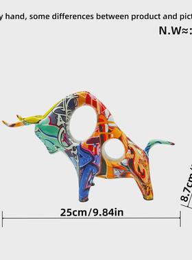 炫彩桌面工艺品大理石纹牛摆件创意开业礼品书房办公室树脂装饰