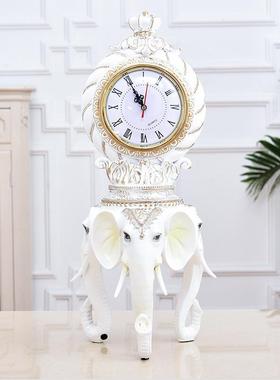 欧式家居客厅办公卧室创意奢华座钟台钟美式家用个性摆件象坐钟表