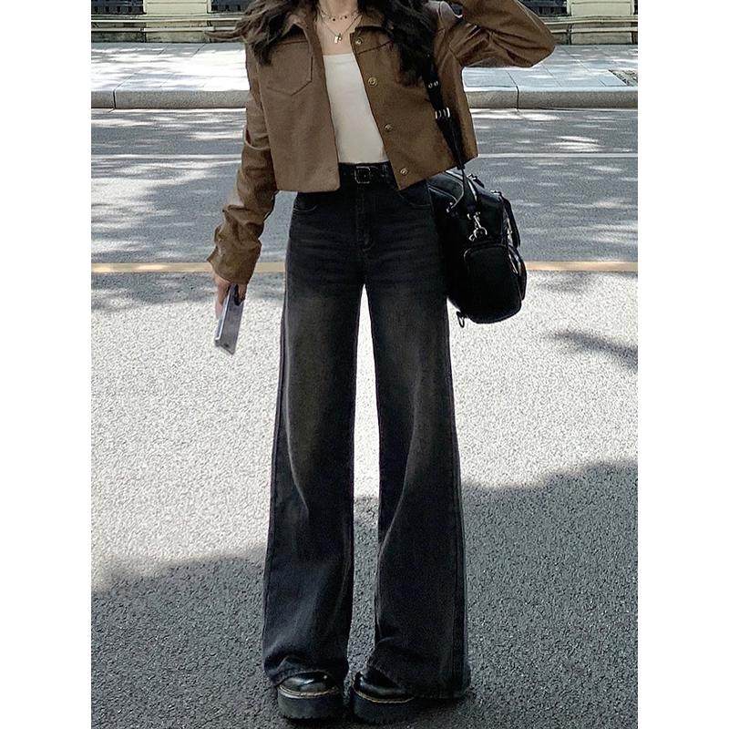 黑灰色阔腿女夏季新款胖妹妹mm显瘦直筒裤梨形身材,淘宝优惠券,粉丝福利购,淘宝优惠卷