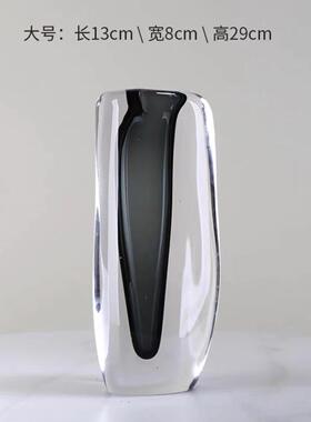 极简意式轻奢烟灰色透明玻璃简约现代客厅餐桌电视柜旁花瓶插花器