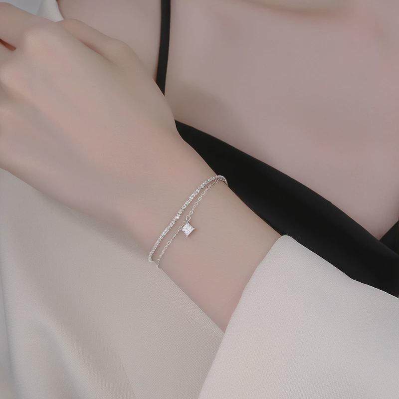 S925纯银波光粼粼双层手链女轻奢小众高级感手环送闺蜜情人节礼物