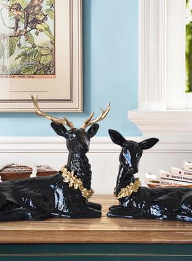 跨境批发树脂工艺美式创意复古鹿头摆件客厅桌面摆件麋鹿装饰品
