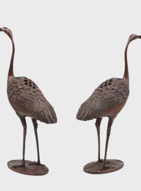 宏达黄铜龟鹤延年中式家居龟鹤铜香炉礼品摆件