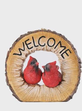 树脂情侣红鸟摆件创意小鸟花园挂饰园艺工艺品家居花园摆件