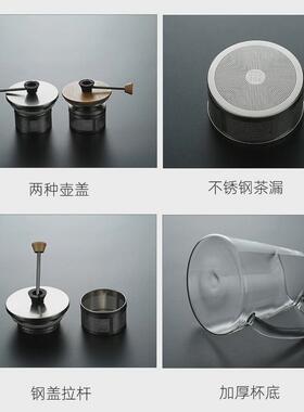 拉杆玻璃煮茶壶耐高温加厚玻璃花茶壶过滤内胆煮茶具泡茶壶煮茶器