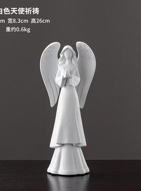 复古风祈祷天使摆件家居装饰工艺品树脂客厅书柜摆设物品雕像摆件